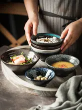 和風レトロ陶器の丼【スープ・ご飯用・クリエイティブデザイン・家庭用】