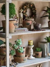 レトロなアメリカンスタイルの赤い陶器製花盆【多肉植物用・庭やガーデンに最適】