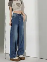 レトロデザインのバナナパンツ【デニム・ワイドレッグ・春用・ゆったりシルエット】
