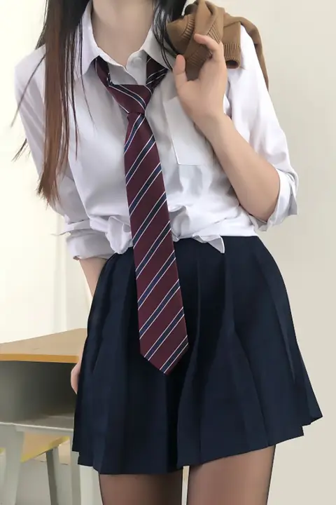 赤銅色ストライプのノーネクタイ・ネクタイ風リボン【日系学院風・男女兼用】