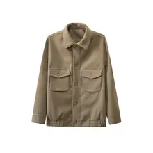 秋冬用 メンズ ワッフルジャケット【ルーズフィット・翻領・おしゃれ工装スタイル】