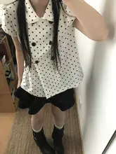 ドット柄の女性用シャツ【襟付き・夏用・学院風・極上の柔らかさ】（セットアップ対応）