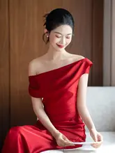 華やかなレッドカラーの法式朝服ワンピース【結婚式・成人式・ドレス】
