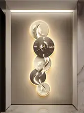 現代的なラグジュアリーエントランス装飾画 九魚図【時計・ライト付き・抽象デザイン・廊下用】