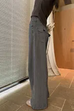ブルーストライプのワイドレッグデニムパンツ【春夏用・フィット・ストレートシルエット】（セットアップ対応）