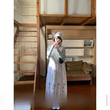 枯れたバラのデザイン！ヴィンテージ風フラワープリントノースリーブワンピース【中長丈・ラウンドネック】