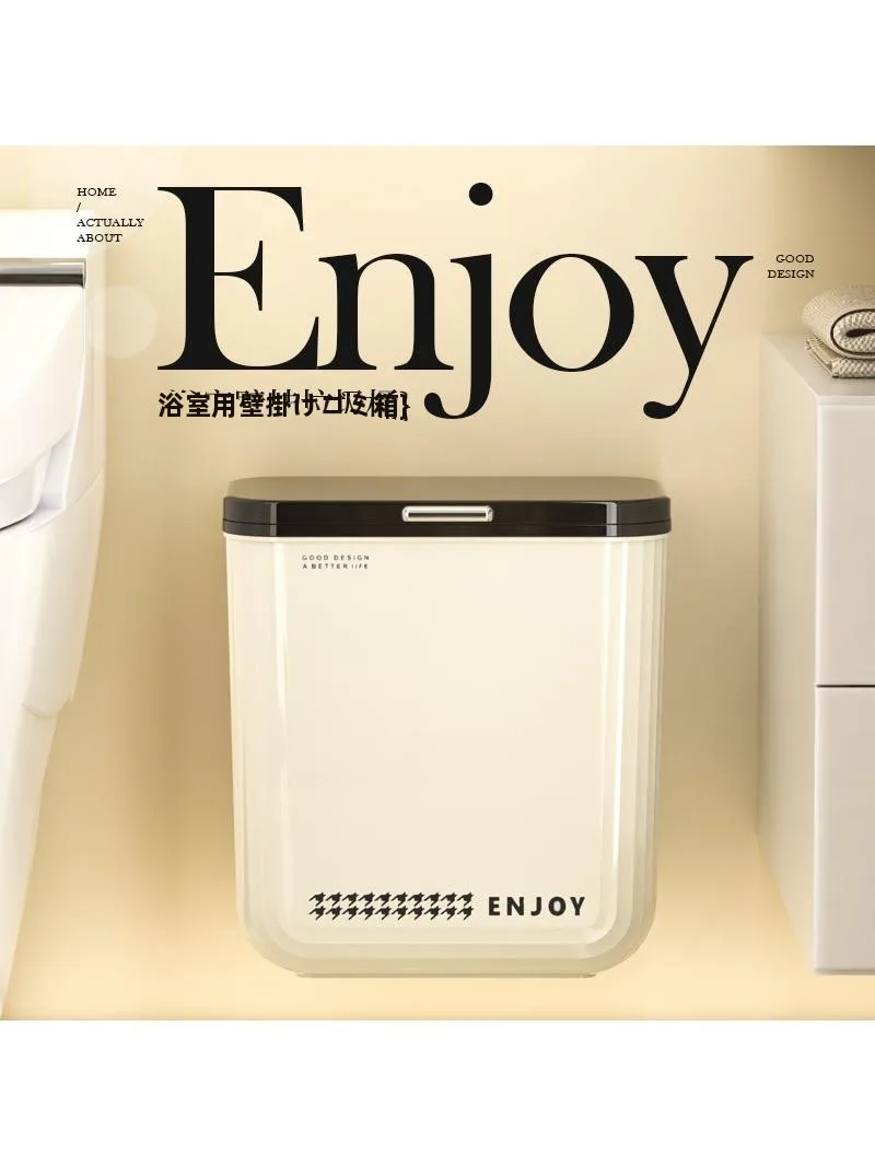 壁掛け式大容量ゴミ箱：ふた付き10Lで家庭・バスルーム・キッチンに最適な密閉設計