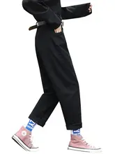 ブラックワイドストレートパンツ【レディース・カジュアル・秋冬・9分丈】