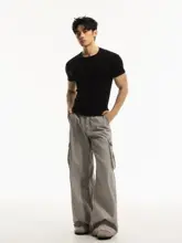 高弾性デザインのデコンストラクションTシャツ【ショートスリーブ・男性用・フィット感】