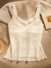 夏用レースのレトロ風刺繍キャミソール【ビーズ装飾・ルーズフィット・ノースリーブ】