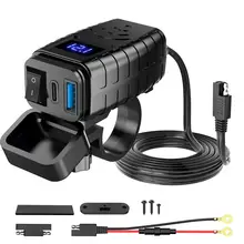 バイク用ダブルUSB携帯電話充電器【急速充電・防水・電圧ディスプレイ付き】