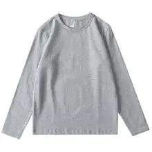 麻色の長袖Tシャツ【コットン製・ルーズフィット・ラウンドネック】
