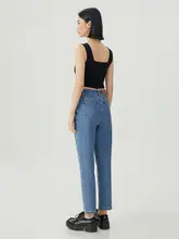 シンプルな深呼吸デザインの九分丈テーパードデニムパンツ【レディース】（セットアップ対応）