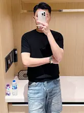 ビジネスシーンにも最適！高級感漂う無地の短袖Tシャツ【極上の柔らかさ・ニット・クルーネック】