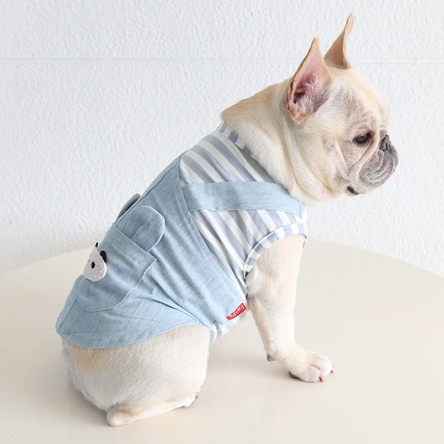 デニム風ペットウェア ブタ鼻デザイン セットアップ対応 夏季用 犬用