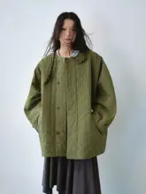 クラシックデザインのリバーシブルコットンキルティングコート【不規則ステッチ・コクーンシルエット・袖付き】