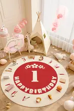 一歳の誕生日にぴったり！子供用ラウンドプレイマット【赤色・龍デザイン】