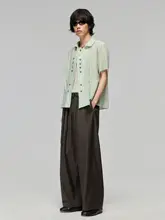 ワイドレッグパンツ 日常着用 快適な素材 調節可能なウエスト シンプル