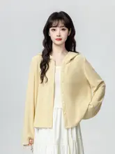女性用イエローフード付きパーカー【春秋用・デザイン・ショート丈】