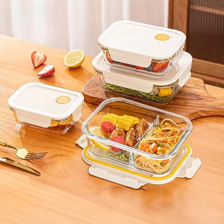 高耐熱のガラス製保存ボックス【食品グレード・密閉容器・冷蔵庫・電子レンジ対応】