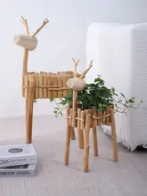 可愛い小鹿の木製花槽【多肉植物用・インテリア装飾】