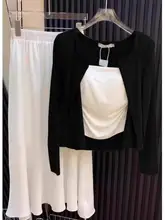 黒色アイスシルクニット日焼け防止カーディガン【薄手・女性用・ショート丈・おしゃれ】（セットアップ対応）