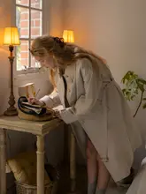 クラシックなチェック柄のトレンチコート【中長丈・ダブルブレスト・カラーブロック】