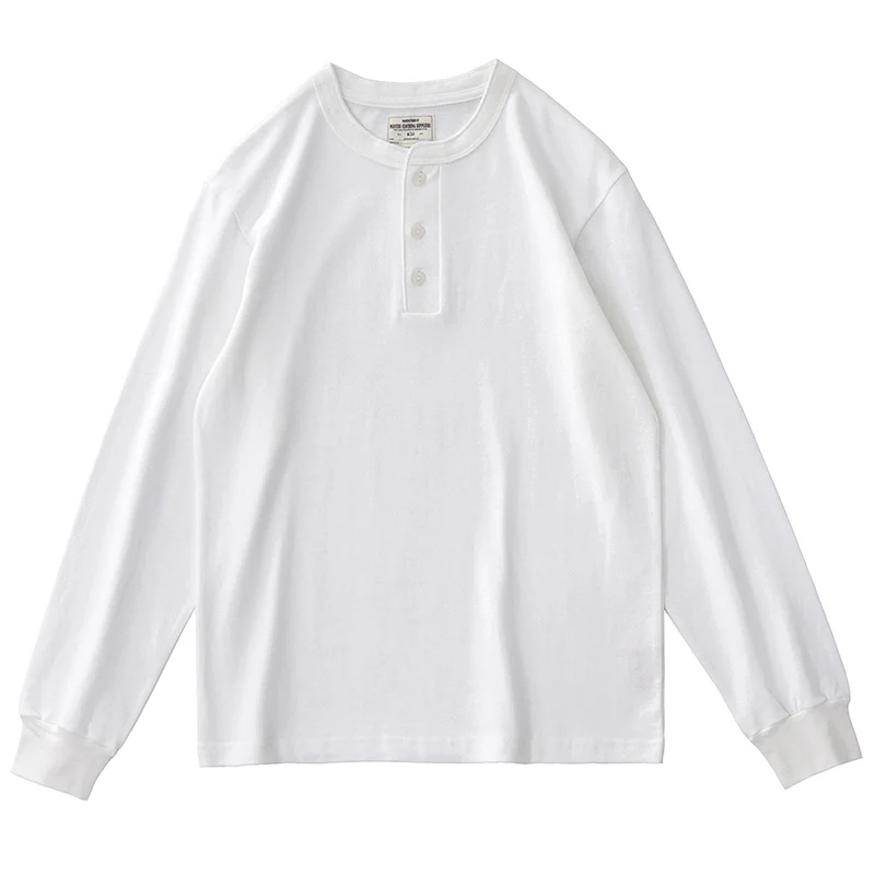 コットンヘンリーネックロングスリーブTシャツ：秋のビッグサイズアメリカンビンテージスタイルとは