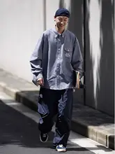 ストライプ柄長袖シャツ【メンズ・フィット・コットン・秋春用】