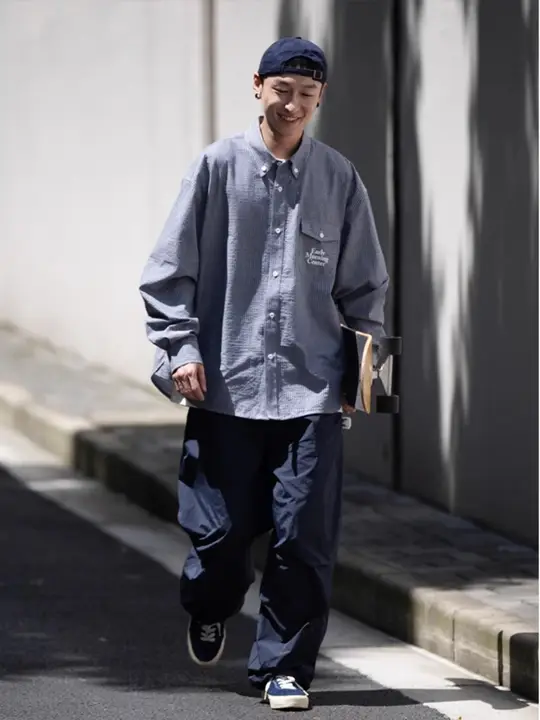 ストライプ柄長袖シャツ【メンズ・フィット・コットン・秋春用】