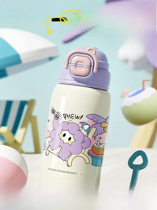 可愛いデザインの吸管付き保温カップ【子供用・学生向け・高品質】