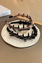 カチューシャ レディース ラインストーン 蝶結び ブラック 滑り止め付き 韓流 上品 トップボリューム「cookie」