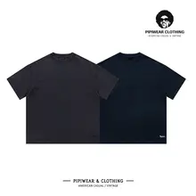 シンプルなデザインの刺繍入りTシャツ【夏用・フィット・ブラック・短袖】