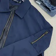 春季用 藍色フライトジャケット【アメリカンスタイル・短丈・ボタン付き】
