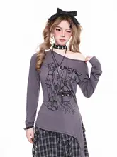 カートゥーンプリント長袖Tシャツ【春用・スリムフィット・ウエストシャンプ】