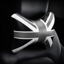 英国風の米字旗デザイン！車用記憶棉ネックピロー【レザー仕上げ・BMW MINI対応】