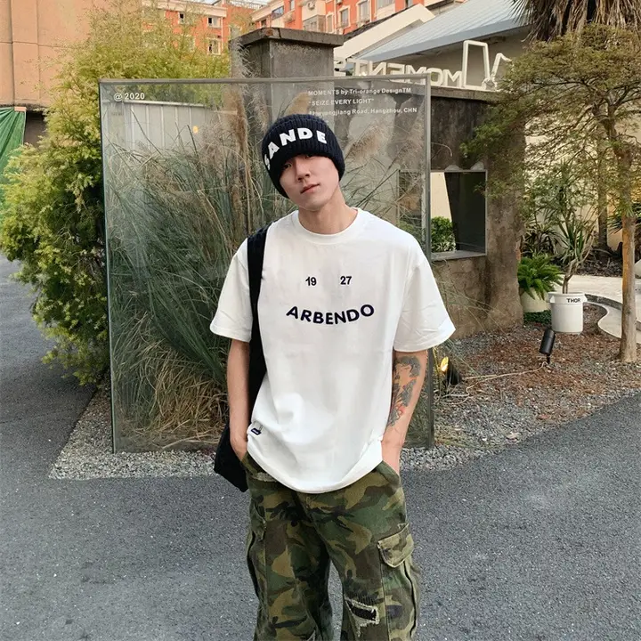 アメリカンレトロ風 プリント半袖Tシャツ【ゆったり・カジュアル】