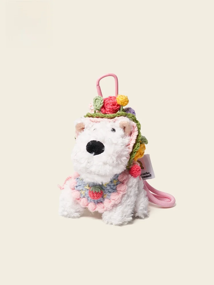 可愛いデザインの犬型バッグチャーム：毛足のあるぬいぐるみで日常のアクセサリーをアップデート