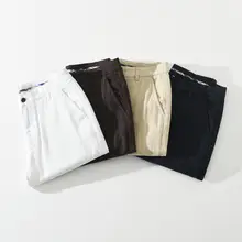 夏用 リネン混紡カジュアルパンツ【薄手・ストレート・無地・クラシックデザイン】（セットアップ対応）