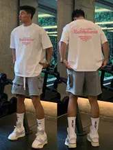 スタイリッシュなピンク柄半袖Tシャツ【メンズ・コットン・シンプルデザイン】