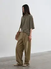 扭結デザインの透かしTシャツ【夏用・女性用・丸首・ゆったり短袖】（セットアップ対応）