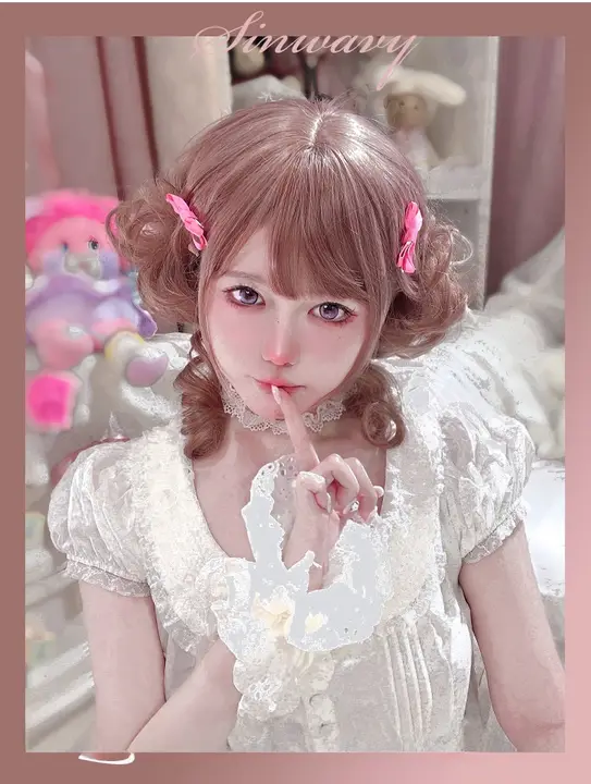 お団子ウィッグ バンスクリップ レディース 龍鬚 漢服 洋装 兼用 ダスティピンク ブラウン アニメ風