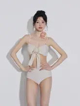 ホワイトビキニ【女性用・温泉対応・夏のリゾート・三点セット（セットアップ対応）】