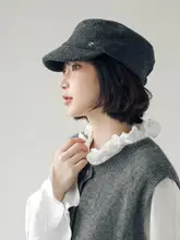 ウール製 平頂ハンチング帽子【秋冬用・レトロデザイン・シンプルスタイル】（セットアップ対応）