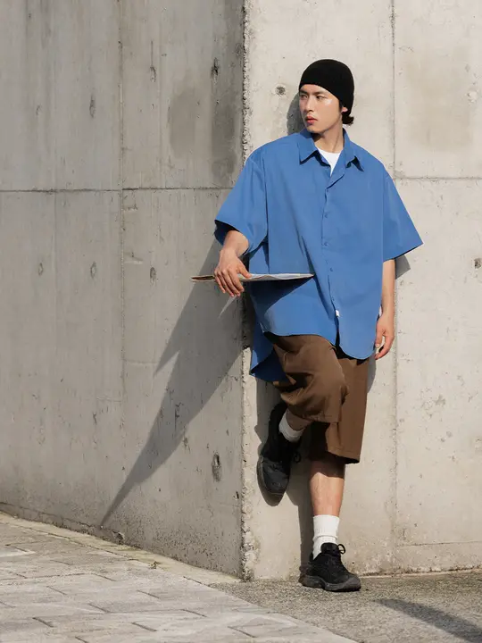 NOEARS クリーンフィット 霧青色 ポケット付き ショートスリーブシャツ【夏用・ラフフィット】