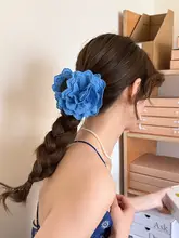 ブルーローズレースヘアクリップ【ハーフアップ・シャーククリップ・女性用】