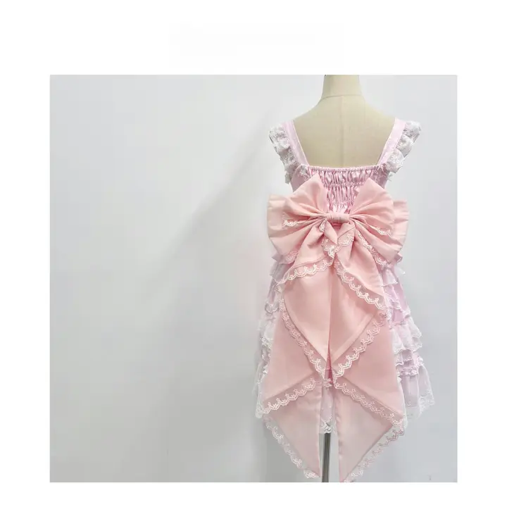 ピンク レース フリル バックリボン付きオーガンジー ロリィタスタイル 大型アクセサリー