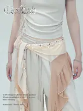 カジュアルカラーブロックデザインのボヘミアン風ワイドパンツ【透け感ある素材・ゆったりしたシルエット  】