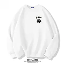Genio Lamode メンズクルーネックスウェットシャツ【秋用・パームグリーン・猫デザイン】