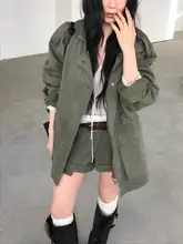 レディース 春季ファッションレトロデザイン ストリング付きミドル丈コート【多ポケット・カジュアル・工装スタイル】